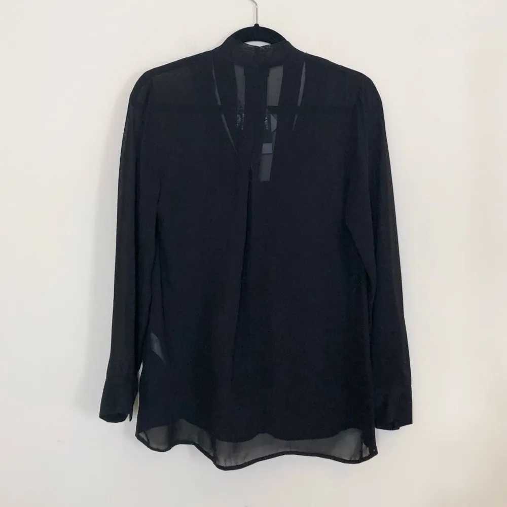 NWT  Sheer Black Tie Neck Blouse - Image 5
