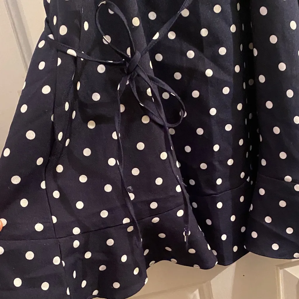 Navy Polka Dot Mini Dress Black - Image 8