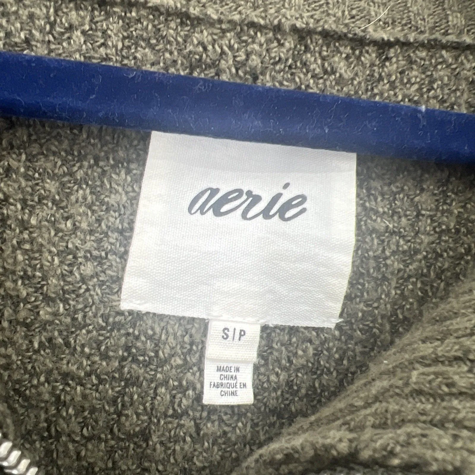 Aerie Waffle Knit Sweater Women’s Small Green Oversized Ribbed Cottage 1/4 Zip - Image 2