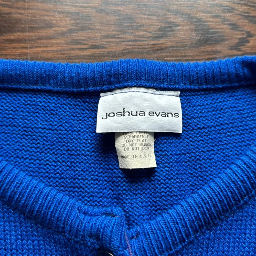 Joshua Evans Vintage Knit Button Down Cardigan Sweater Blue Large - Image 2