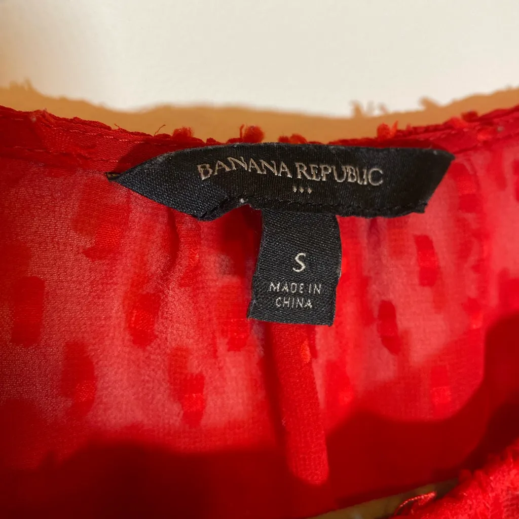 Banana Republic Swiss-Dot Long Sleeve Blouse Small - Image 4