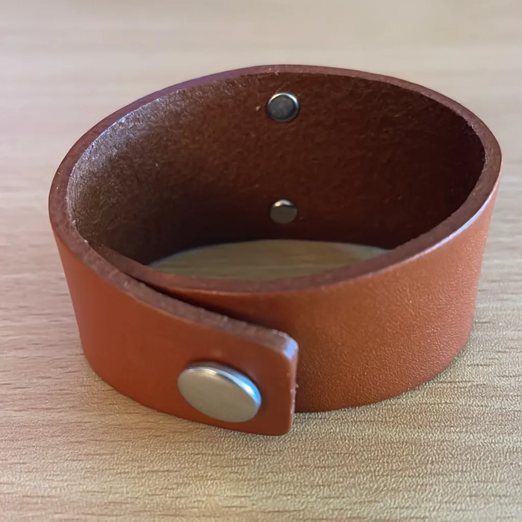 NWOT Brown Western Leather Cuff Bracelet with Silver Accent - Image 2