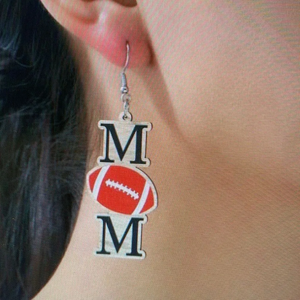 Football Mom Dangle Earrings Silver - Image 4
