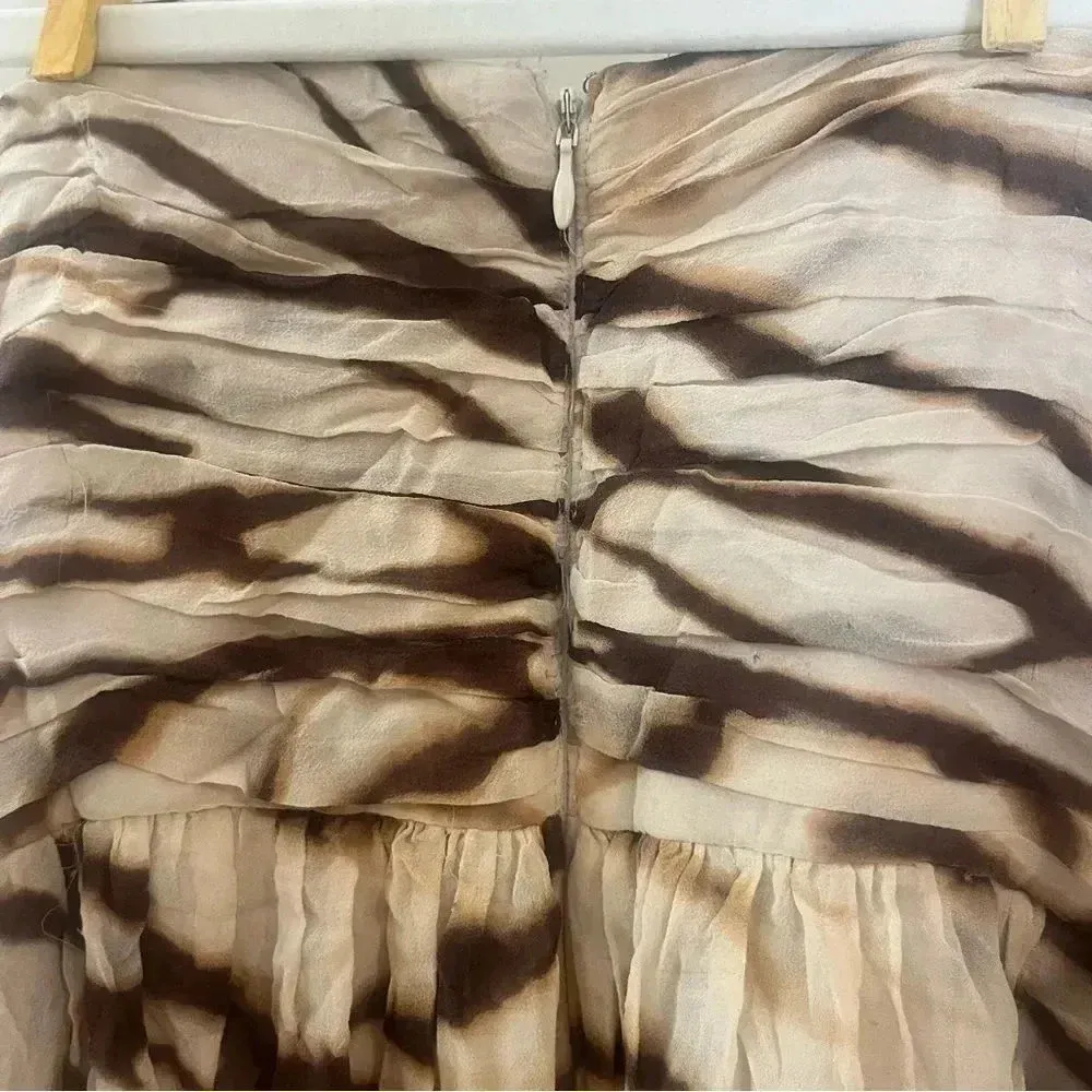 Donna Morgan 100% Silk Chiffon Strapless Animal Print Tie Dye Cocktail Dress 6 - Image 13