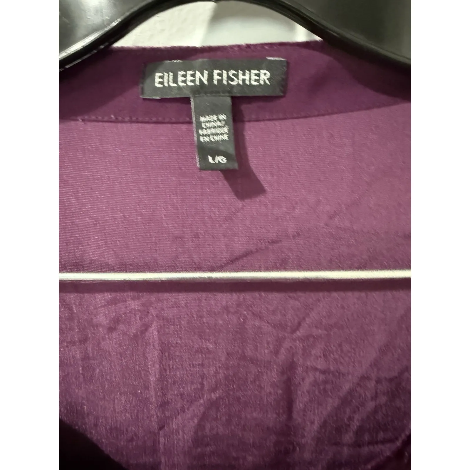 Eileen Fisher Raisonette Bateau Neck Velvet Sheer Hi-Lo Hem‎ Top Size Large U - Image 2