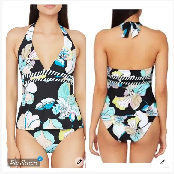 Sintra Floral Halter Tankini Top - Image 2