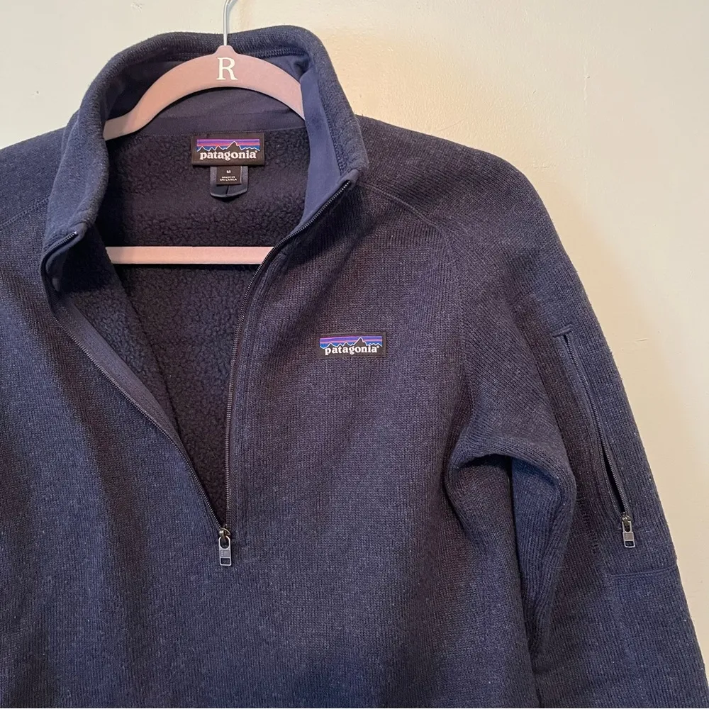 Patagonia Fleece Women's Better Sweater 1/4-Zip Fleece in New Navy Sz M EUC - Image 4