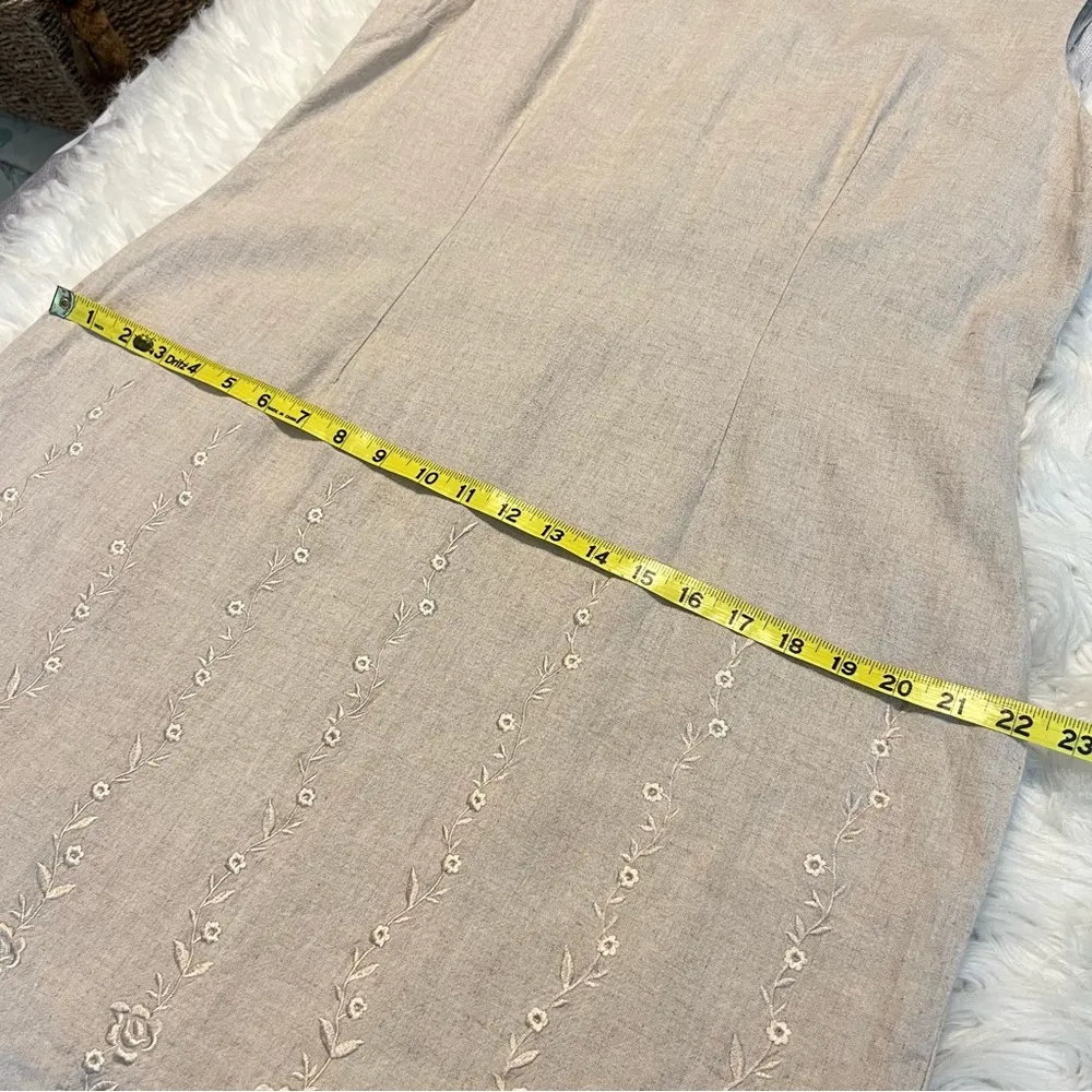 Bice by Sag Harbor Beige Linen Blend Dress Woman’s Size Large Sleeveless Neutral - Image 7
