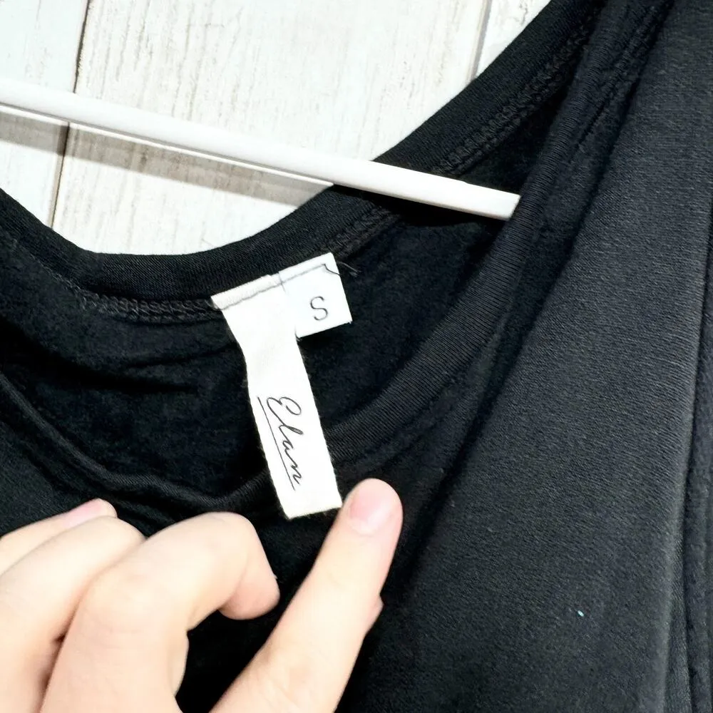 Elan Sweater Women's S One Shoulder Cutout Top Black Asymmetric Long Sleeve - Image 3