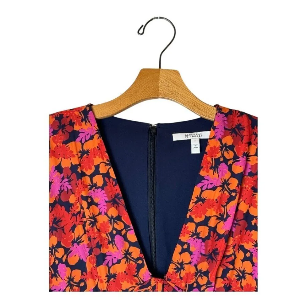 Derek Lam 10 Crosby Dress Women 4 Red Floral Talia Fit And Flare Mini‎ Boho - Image 4