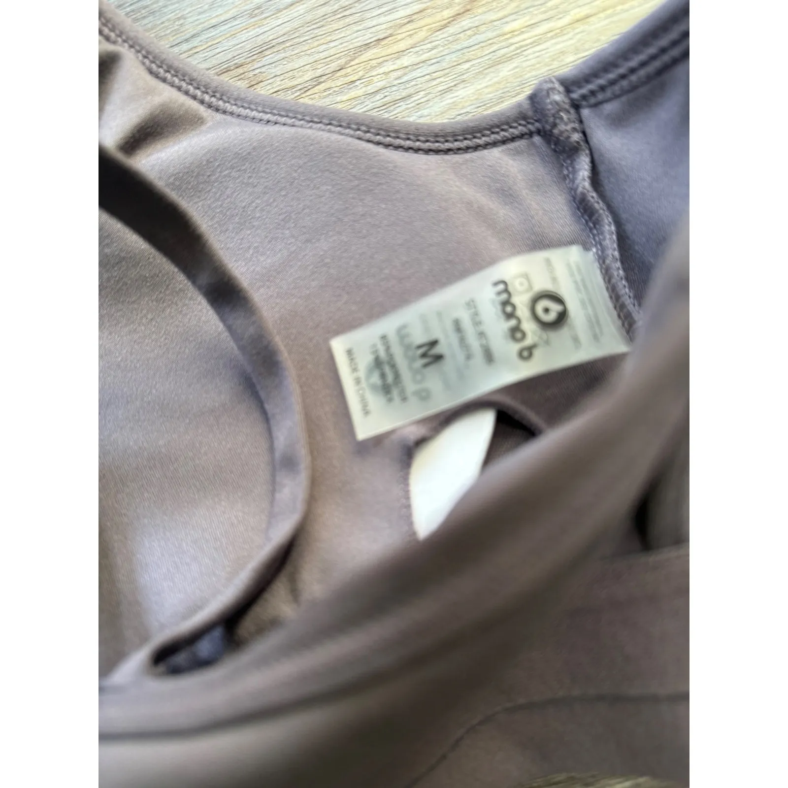 Mono B Lace Sports Bra Crisscross Back Purple Medium Athletic Yoga Workout Gray - Image 3