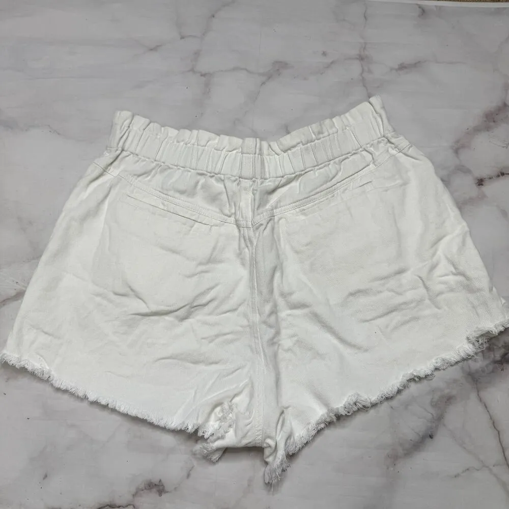 SEA New York White Cream Nyla Twill Shorts Size 16 Raw Hem Elastic Waist - Image 3