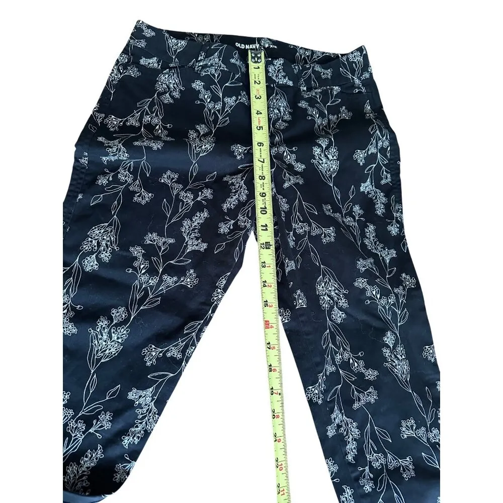 Old Navy Pixie High Rise Pants Floral Print Straight Leg Size 4 Regular - Image 9