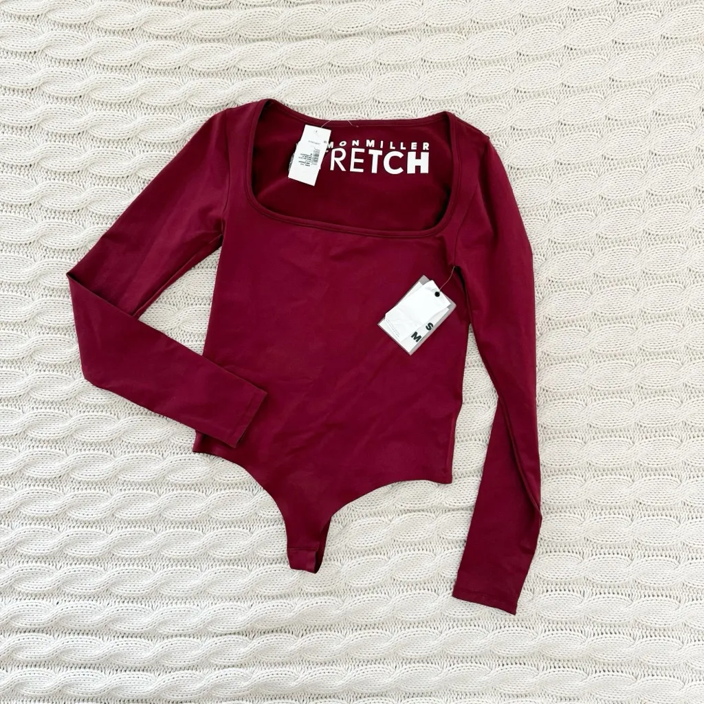 Simon Miller Deep Red Long Sleeve Bodysuit Size M - Image 2