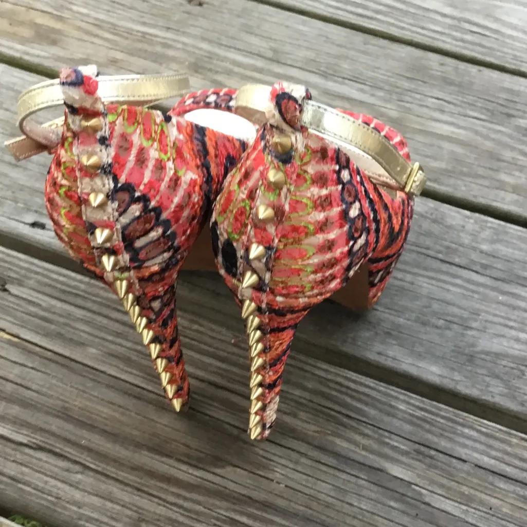 Fancy colorful dressy pumps 👠💄 Orange Size 8 - Image 7