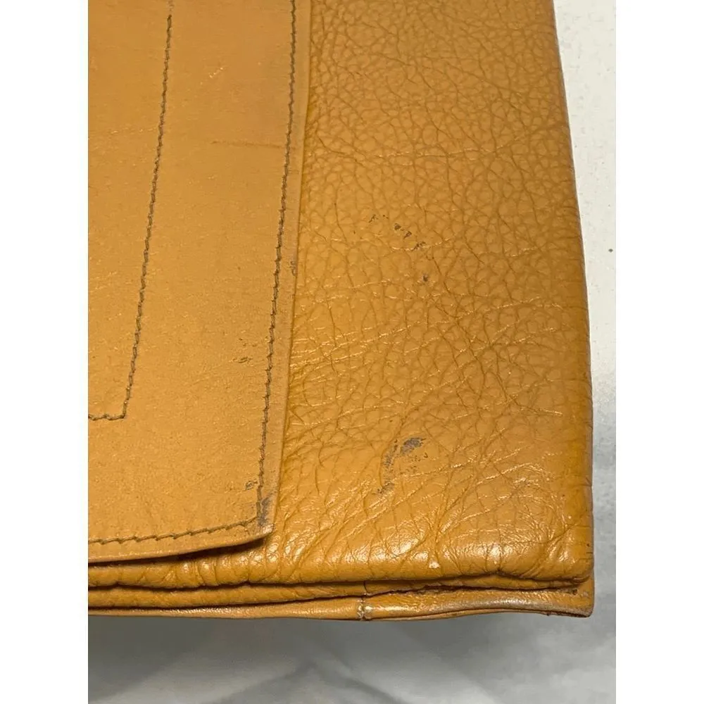 Vintage Leather Camel Color 4 Pocket 12x8" Clutch Purse Tan - Image 10