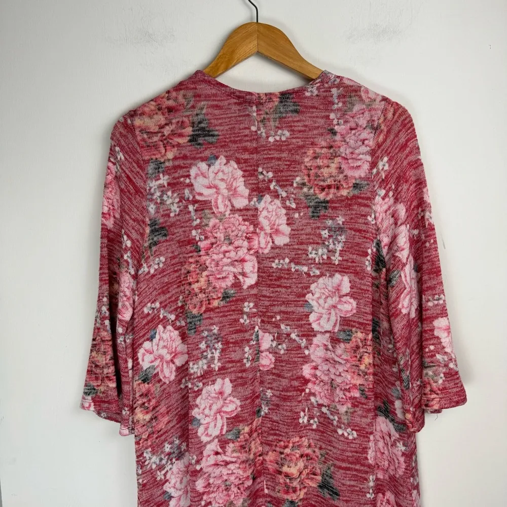 Torrid Kimono Hi Low Duster Pink Floral Print Sz M/L - Image 13