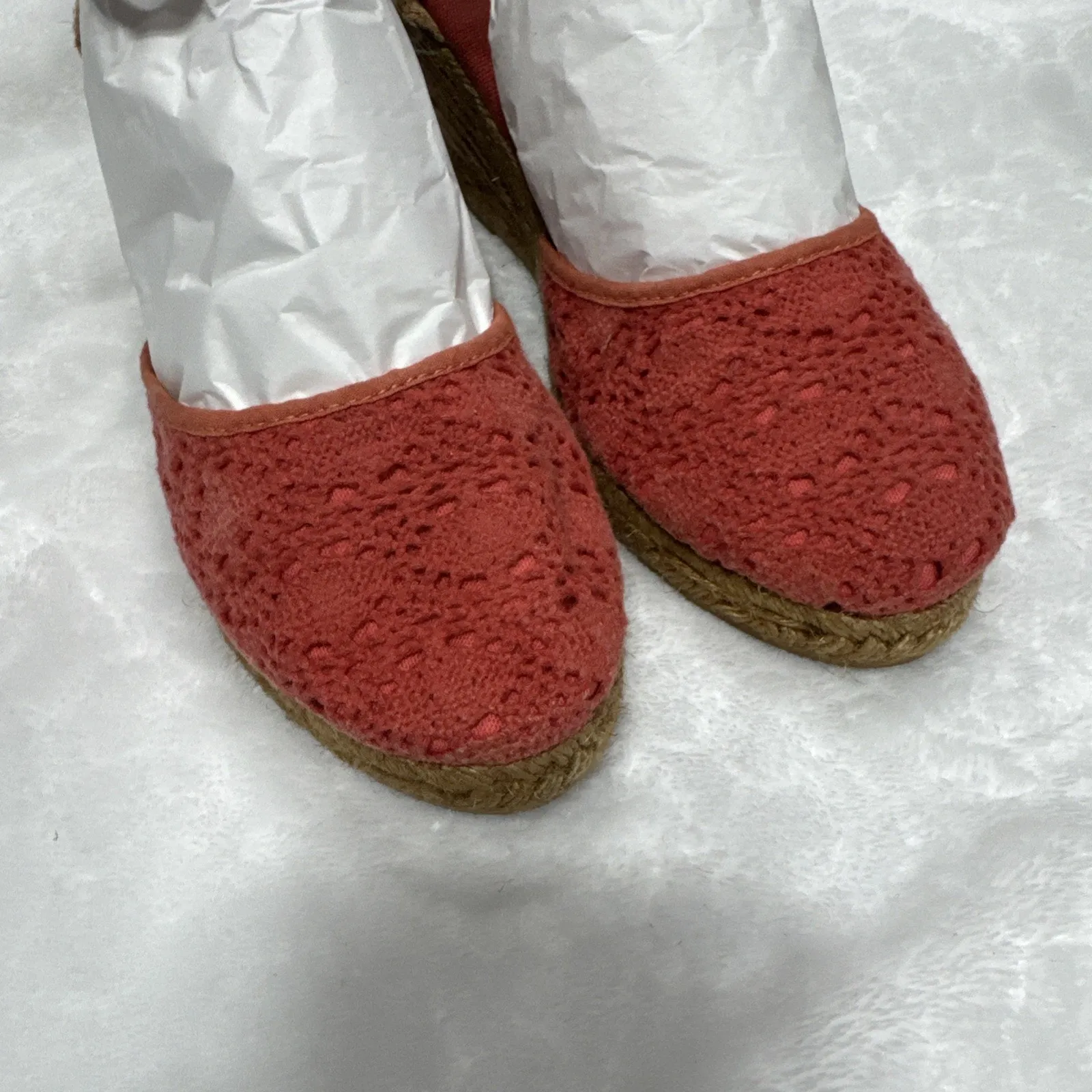 Viscata Barcelona Espadrilles Wedge Size 40 Euro 9 US Ankle Strap Crochet Fabric Pink - Image 15