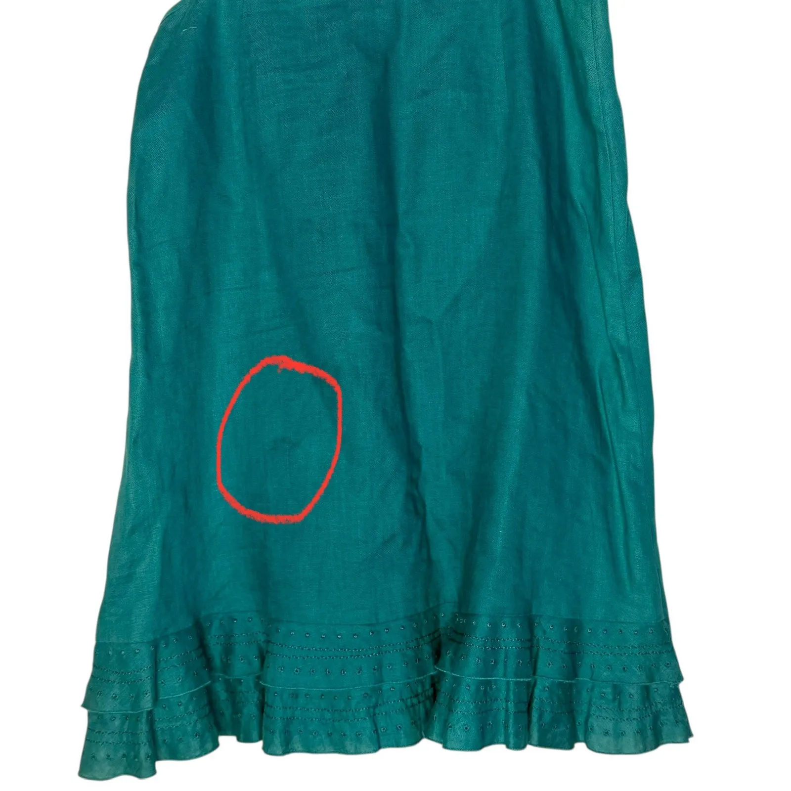 Willi‎ Smith 100% Irish Linen Layered Ruffle Hem Skirt Womens 8 Green Feminine - Image 5