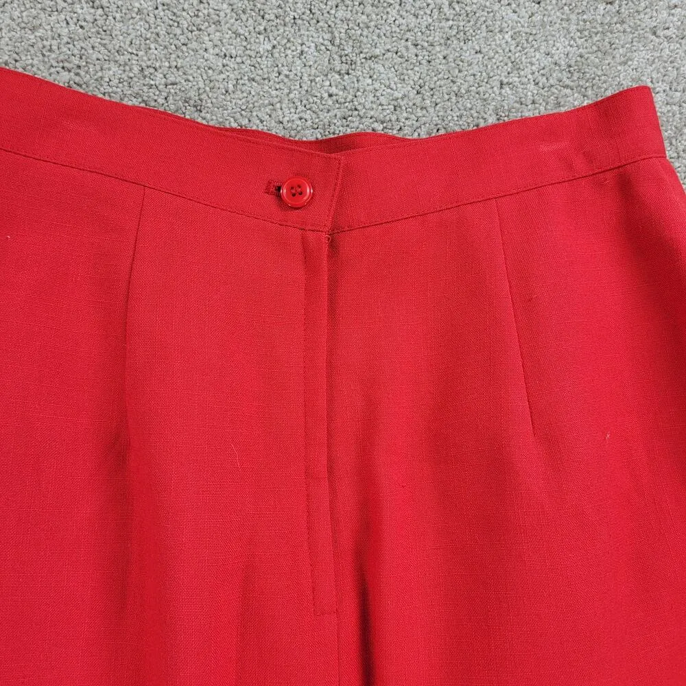 Vintage Karen Scott Womens Suit 8 Red Black Piping Single Button Jacket Skirt - Image 16