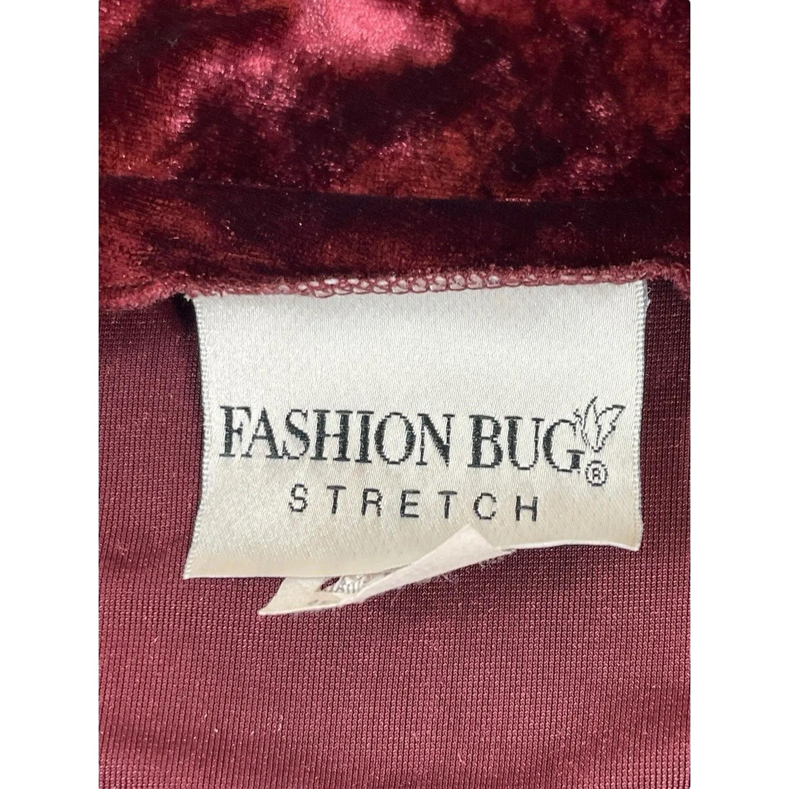 VTG Y2K 90s Fashion Bug Crushed Velvet Gothic 2-Piece Set Skirt Set M Burgundy - Image 15