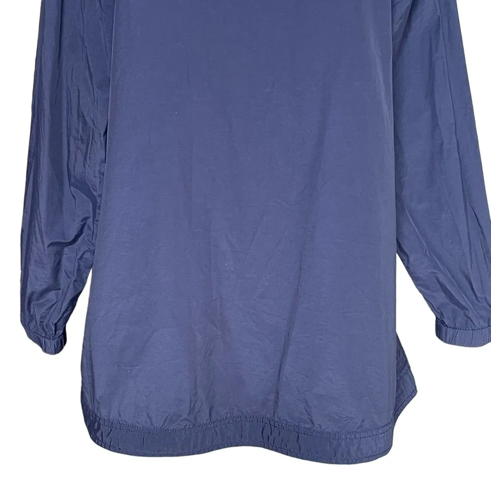 Eileen Fisher Women’s Lightweight Rain Jacket Blue Hooded Zip Snap Pockes - Image 6