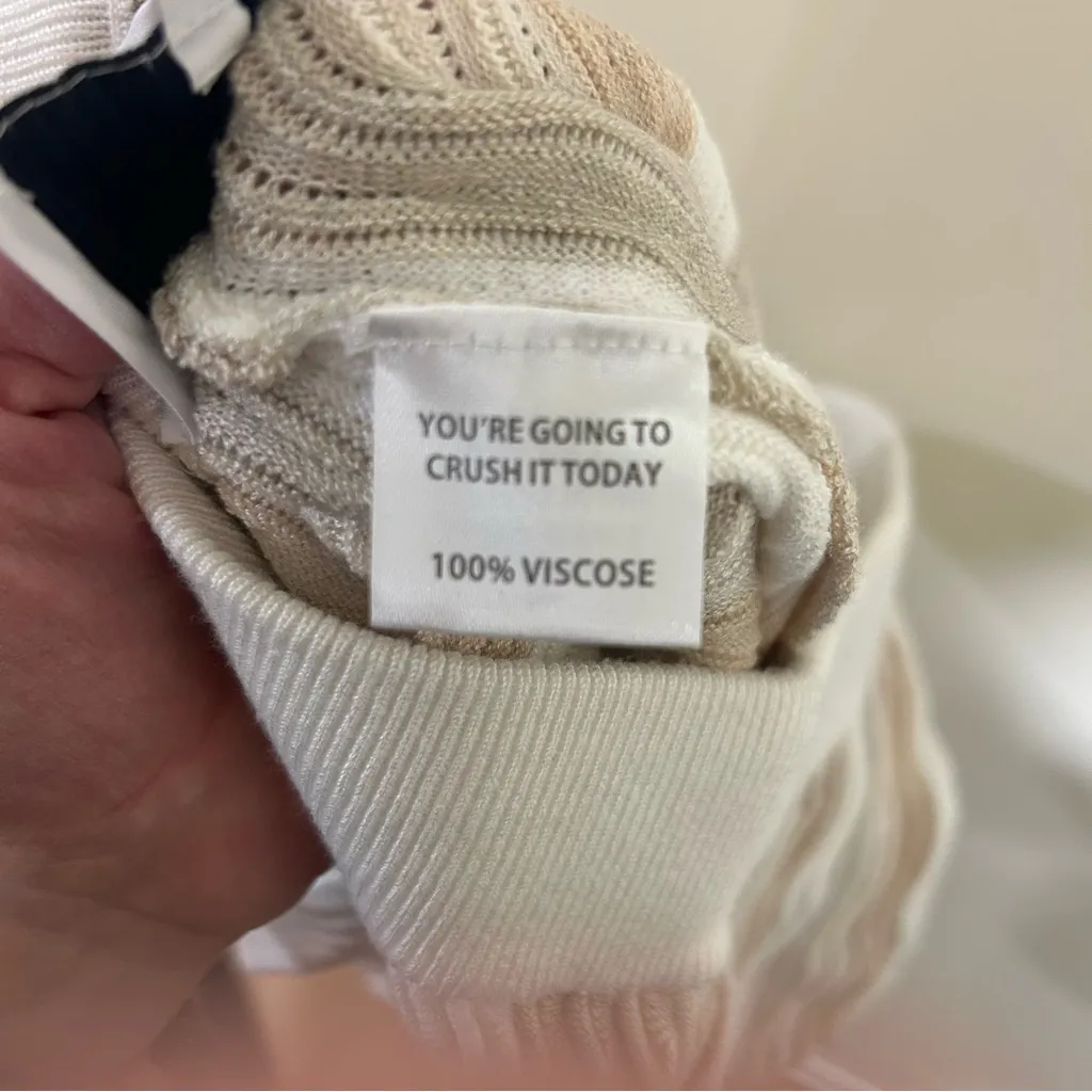 YLLW the Label Felix Knit Shorts in Neutral Beige & White Size Medium Tan - Image 6