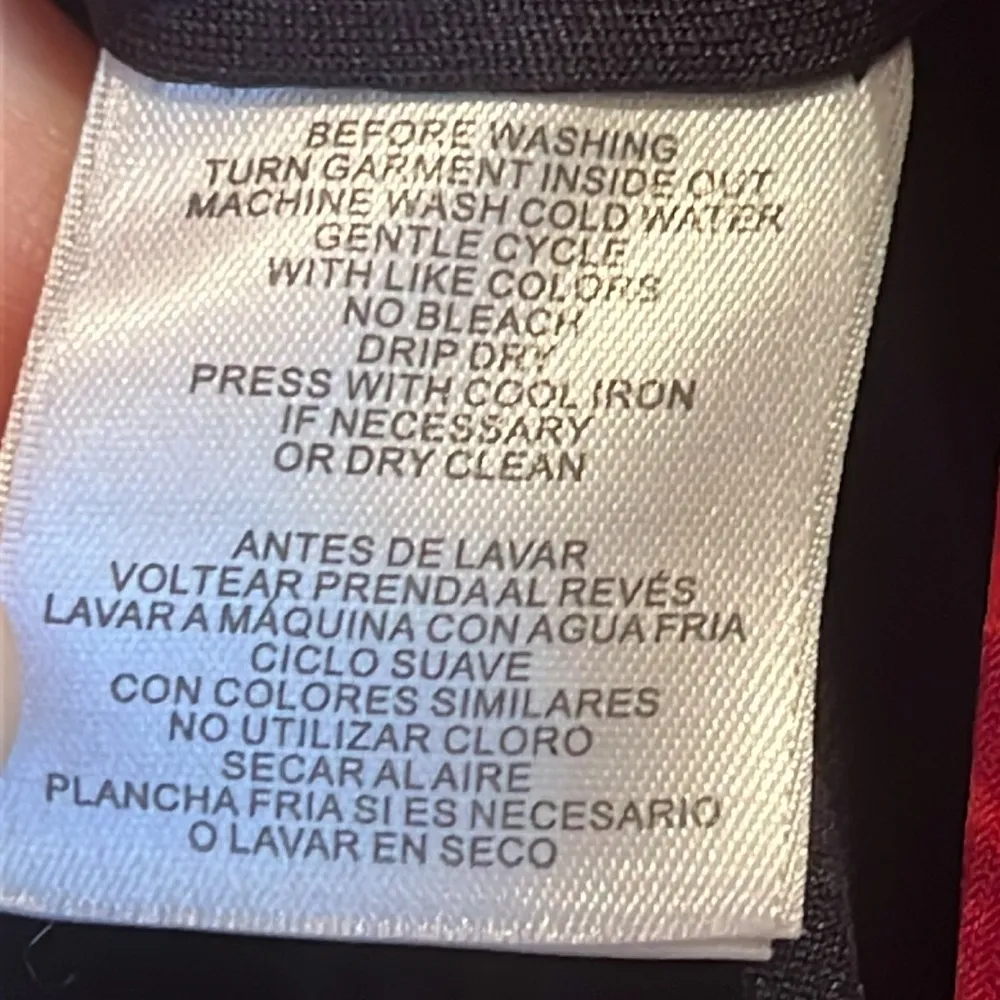 Anne Klein  | Navy & Red Floral Dress Size 10 Fully Lined Fraying Under Right Arm - Image 4