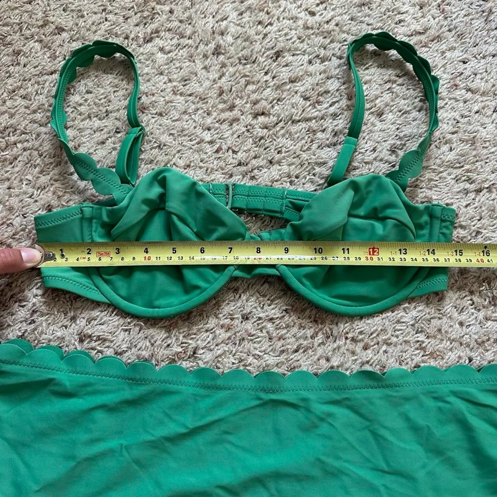 RHODE x Target Green Scallop Trim Two-Piece Swimsuit Women's Sz XL Bottom/L Top - Image 4