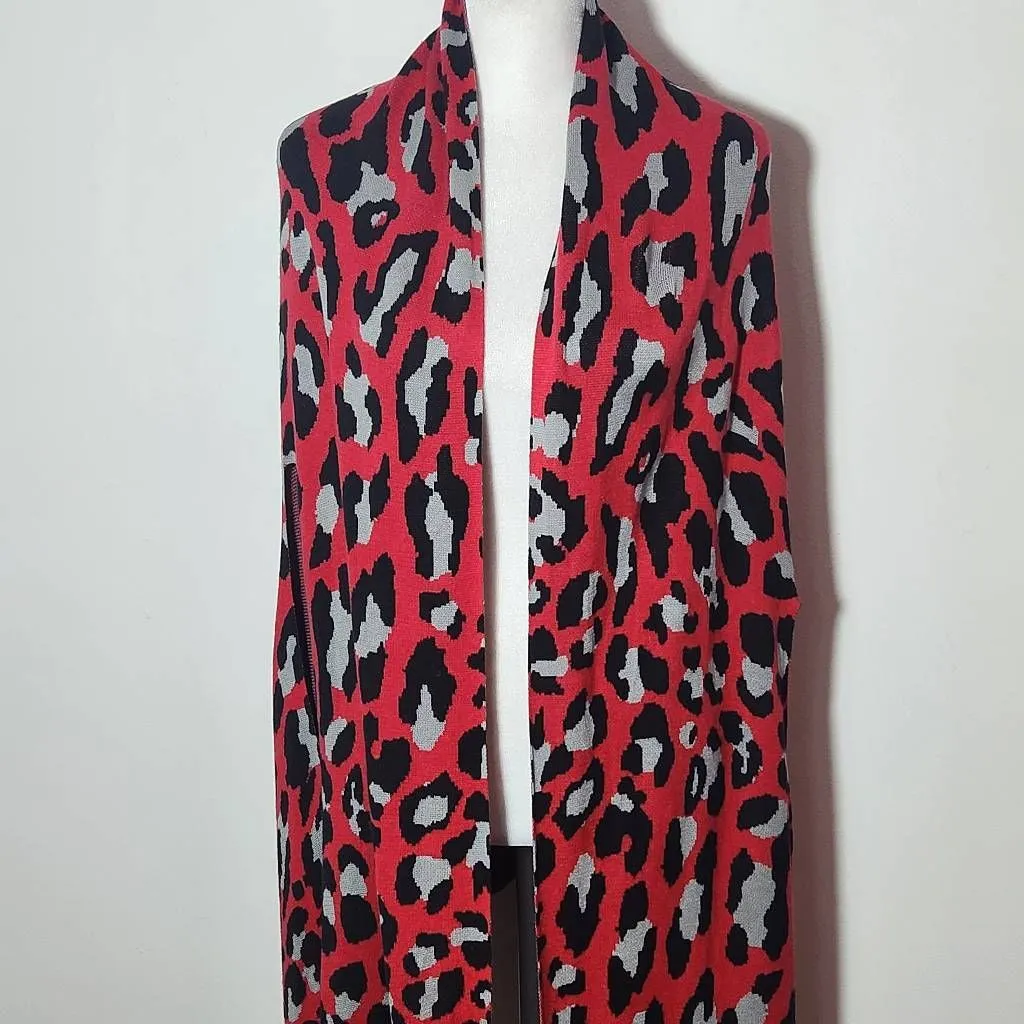 Colleen Lopez Red Leopard Print Open Front Shrug Size XL/1X Red Leopard Cardigan - Image 3