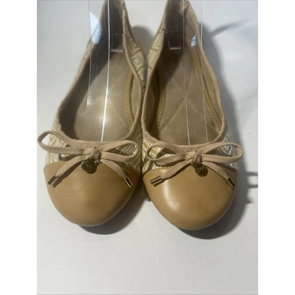 BASS LACY Raffia Tan Ballet Flats Sz 8M Classic Comfort Style Academia Made USA - Image 3