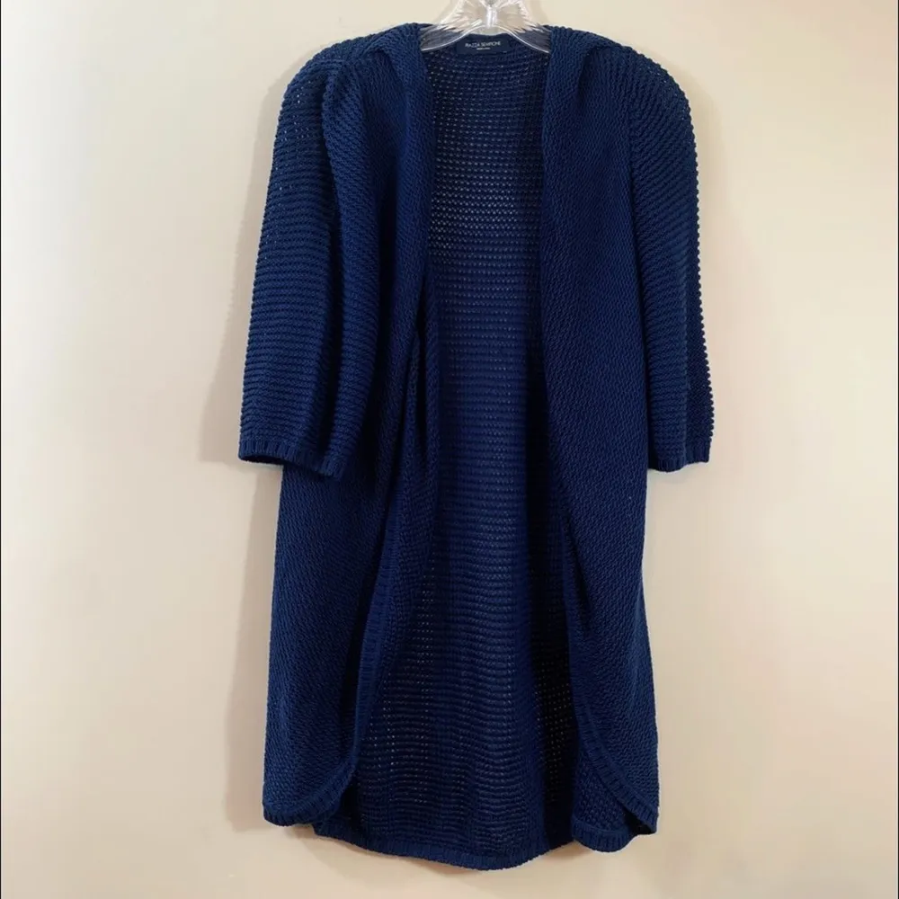 Piazza Sempione Navy Knit Short Sleeve Cardigan - Image 5