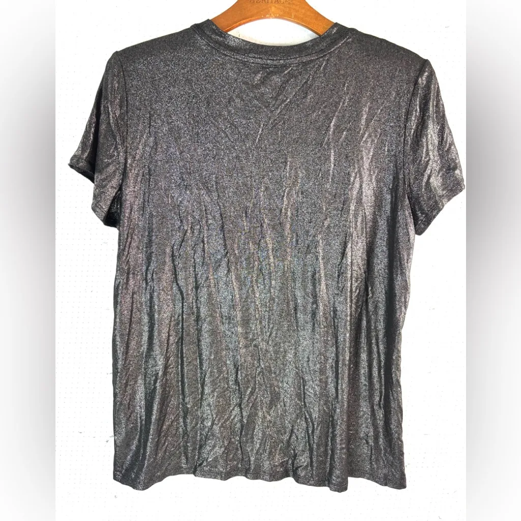 Maurices 24/7 L Whimseygoth Capped Sleeve Stretch Charcoal Tee Top - Image 2