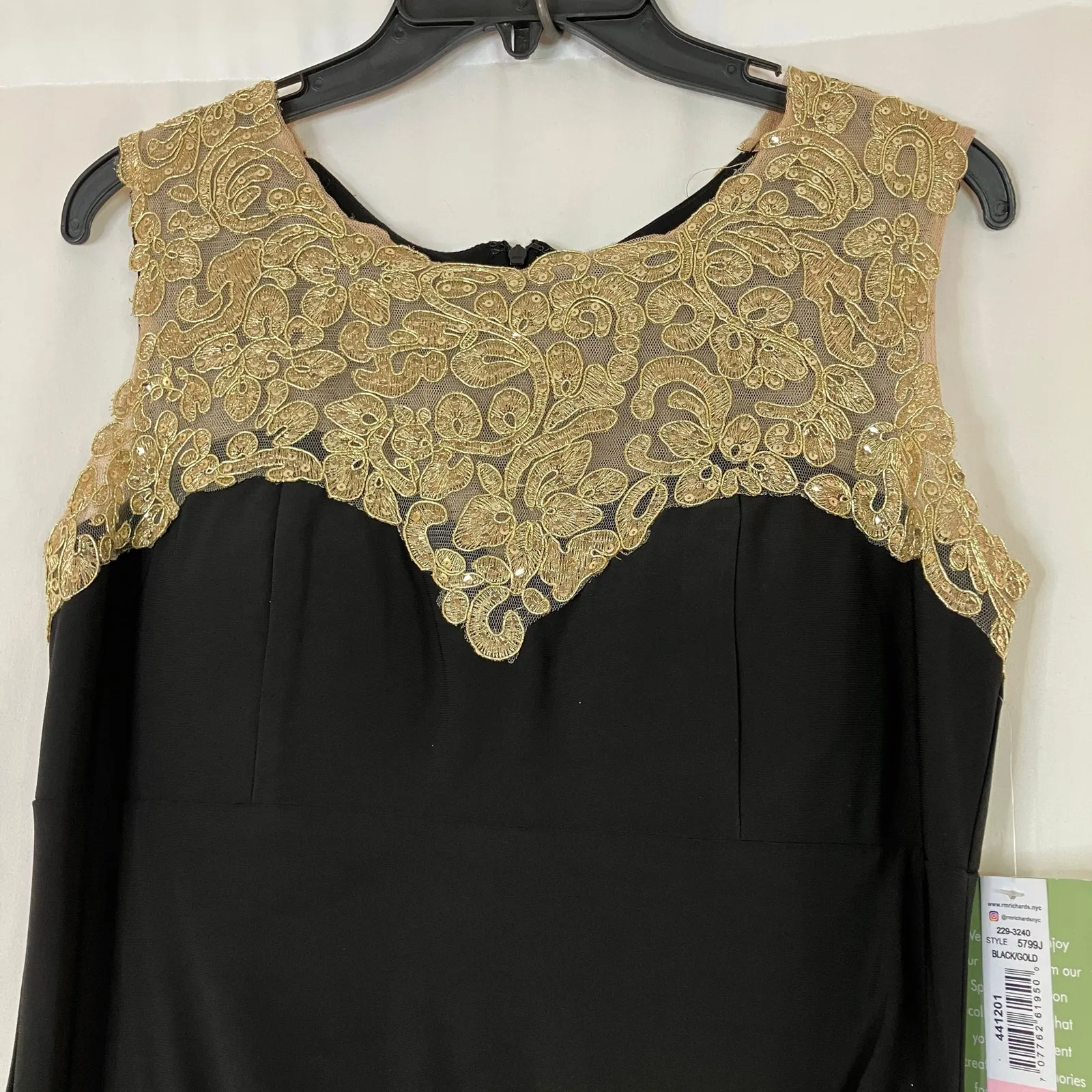R&M Richards | Formal Floor Length Sleeveless Dress Black Gold NWT Womens 10 - Image 3