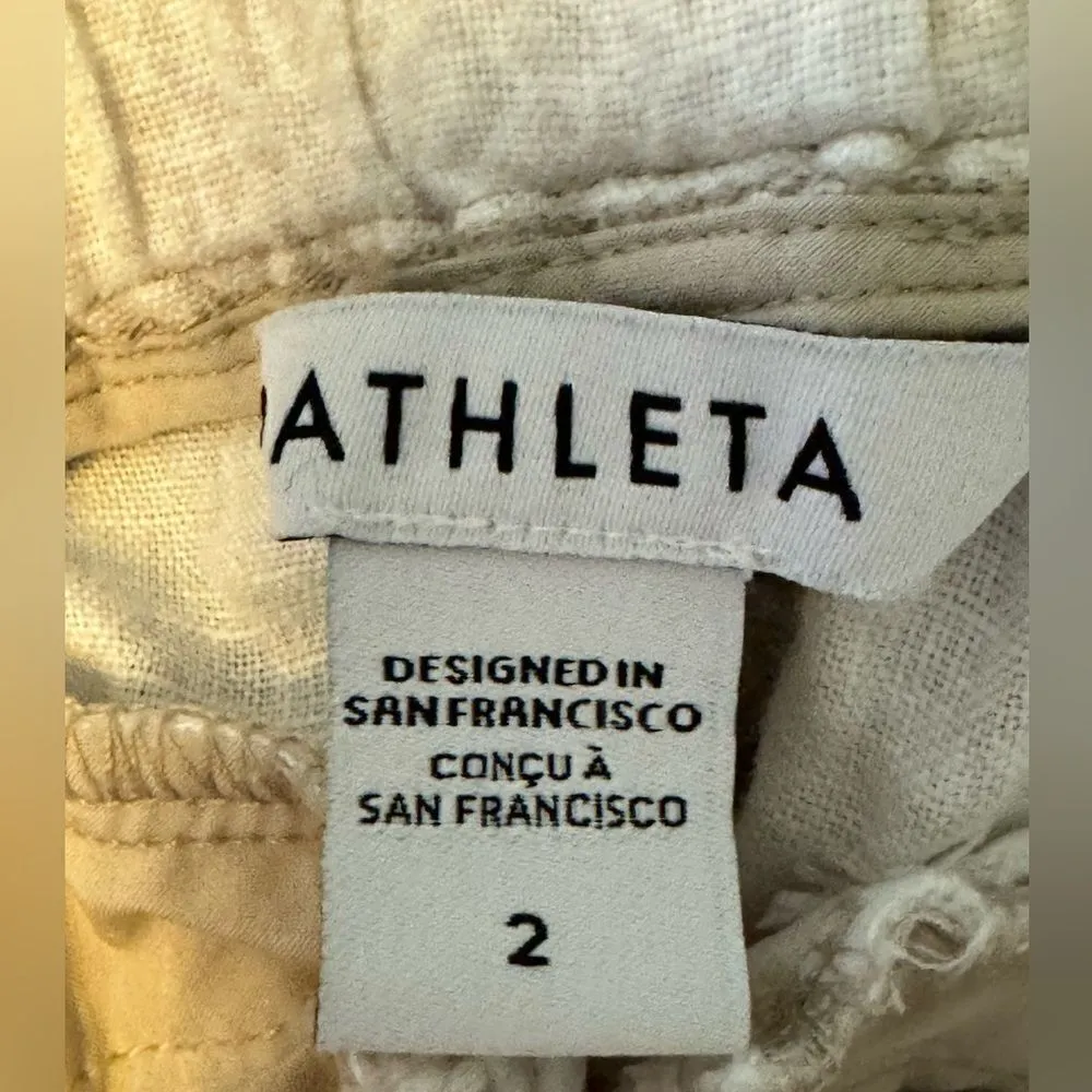 ATHLETA Cabo Linen Jogger‎ Micro Cheetah Abalone Grey White 2 EUC - Image 5