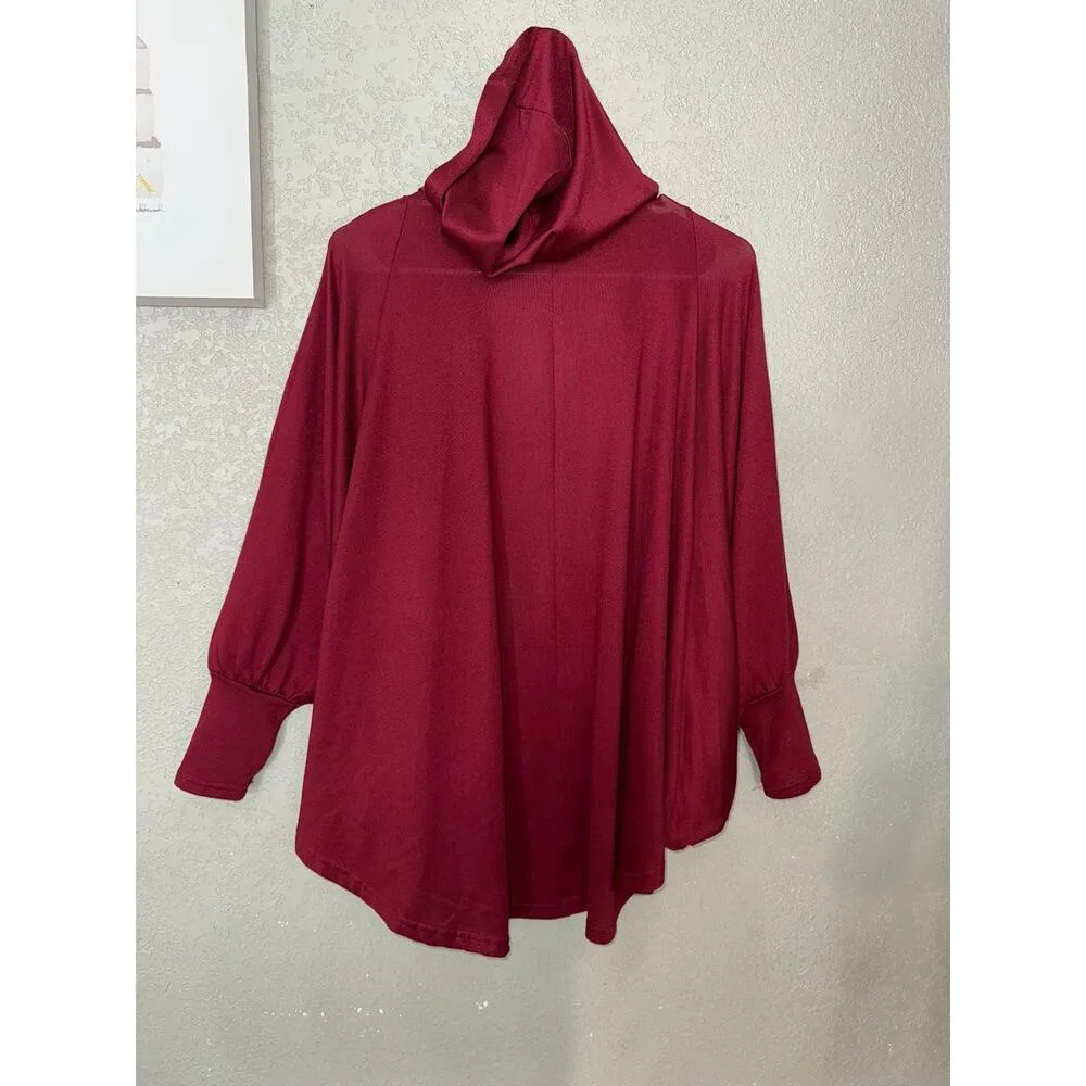Harry Potter Womens Open Front Hoodie Cape Size S Burgundy Hogwarts Long Sleeve - Image 3
