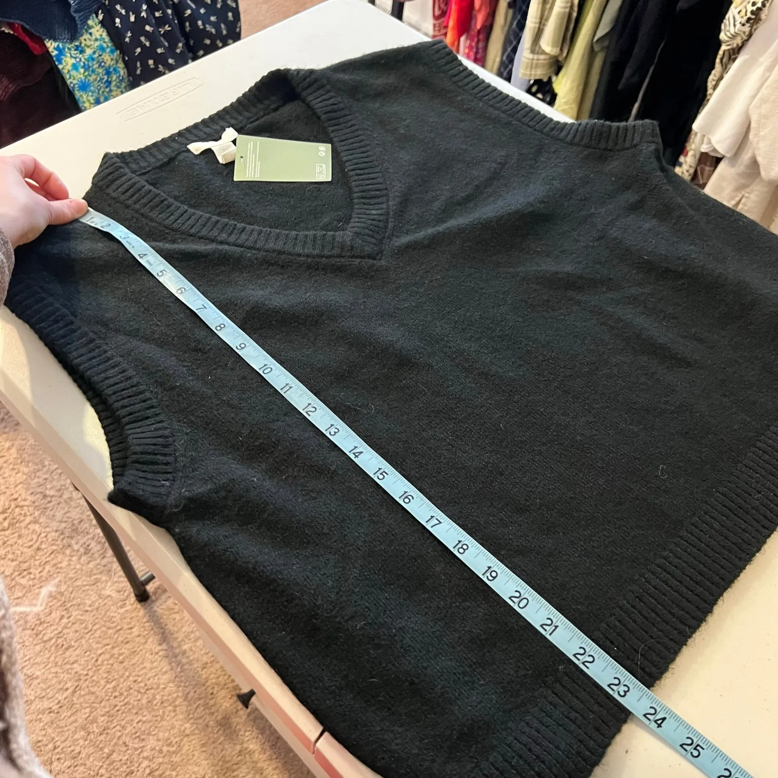 H&M Black Soft Knit Oversized Wool Blend Pullover Sweater Vest Size Small NEW - Image 8