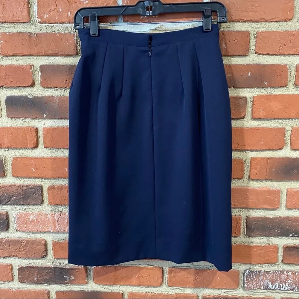 Vintage Burberry Navy Blue Pencil Skirt sz 8 Burberry Pencil Skirt - Image 5