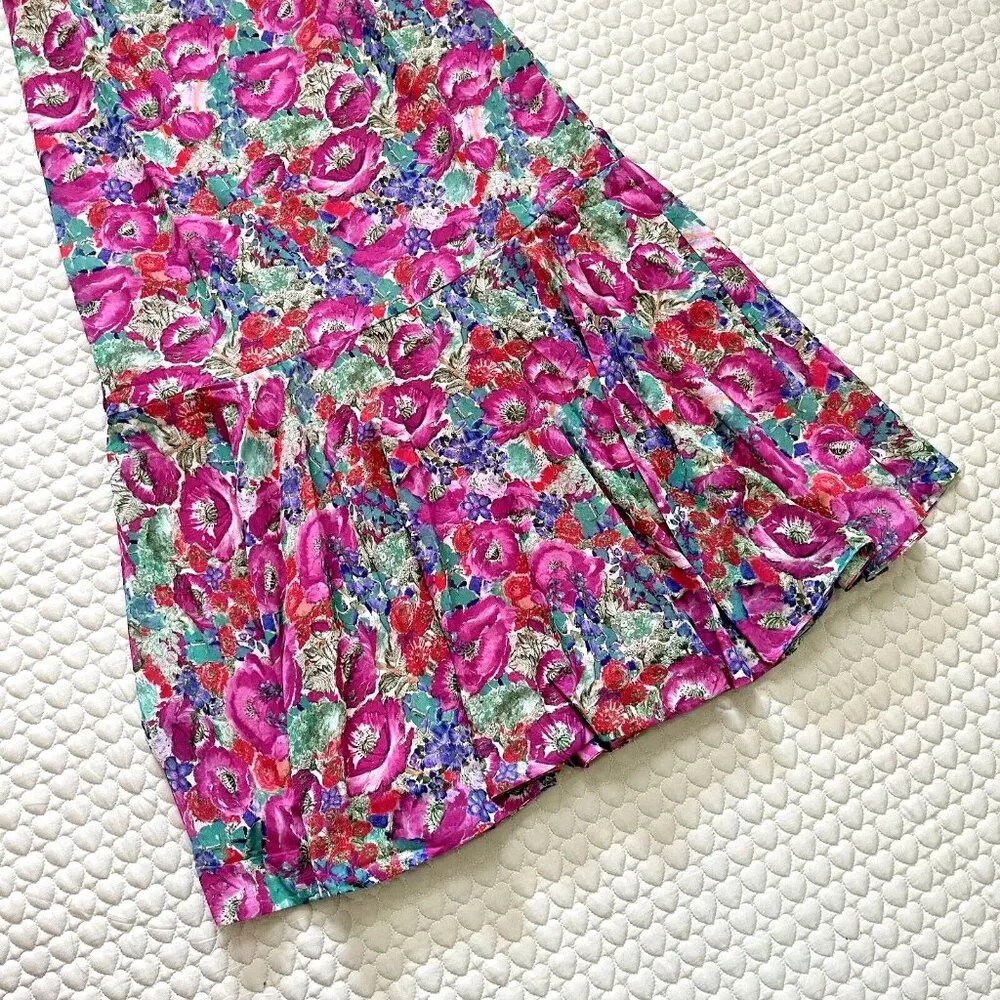 $548 NWOT Amur Womens 3D Flowers Below Knee Deep V Neck Floral Midi Dress 4 - Image 7