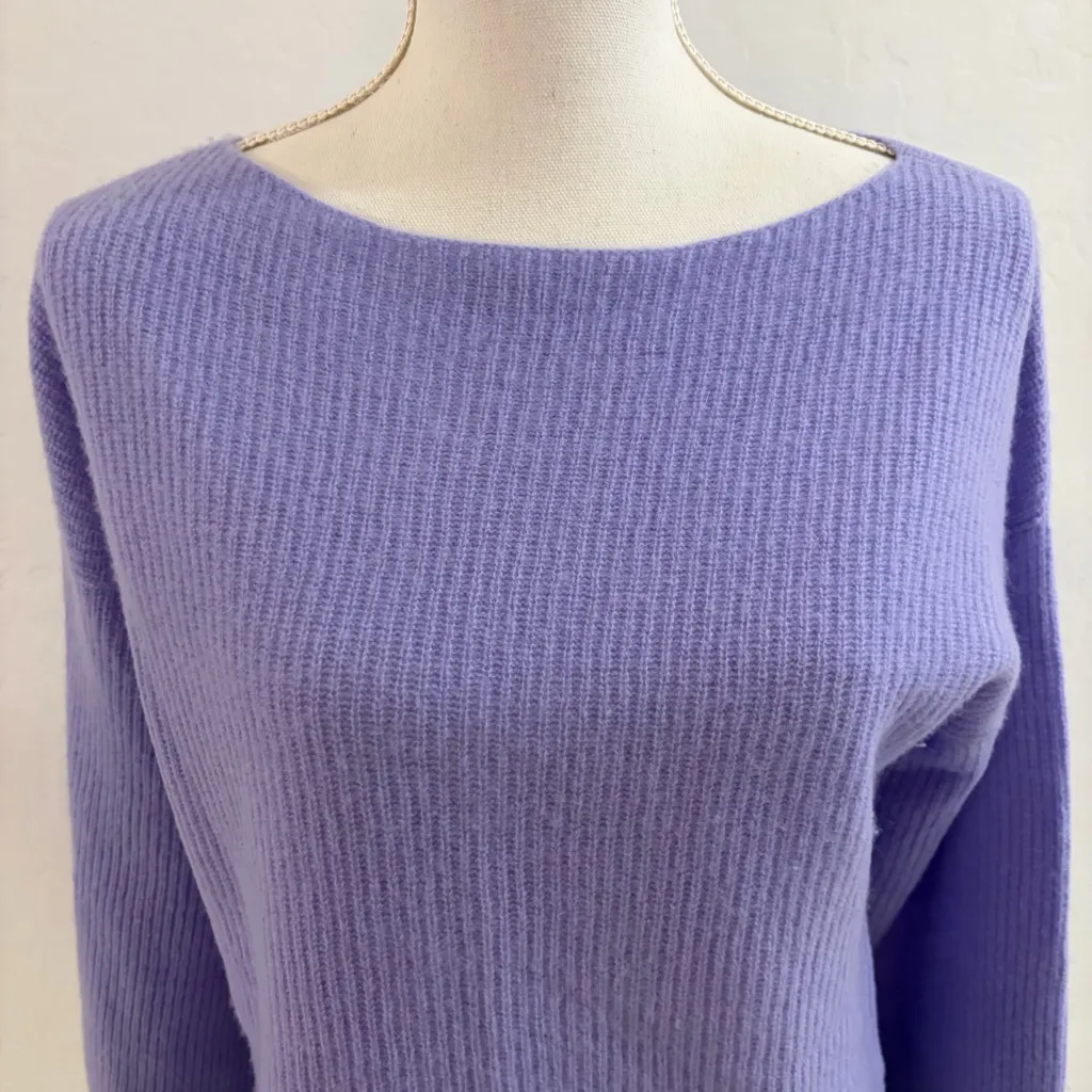 Sundance Periwinkle Cashmere Boat Neck Ribbed Knit Sweater Size S - Image 3