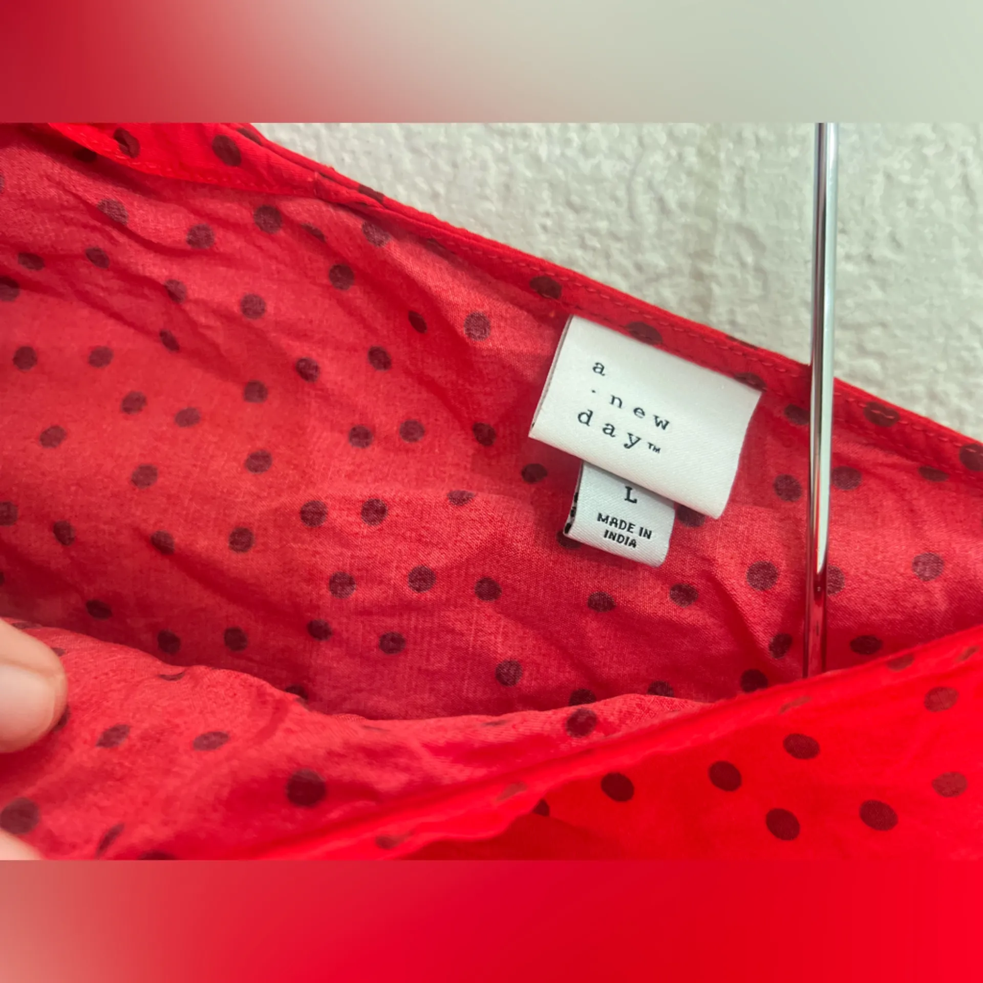 A New Day Red Polka Dot Women's Top size L super cute top - Image 4