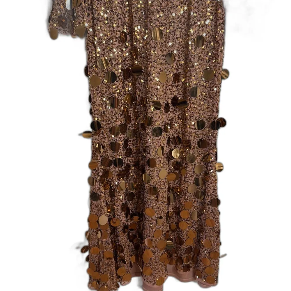 Mac Duggal style 94016 3D hanging disco Sequin copper Evening party Dress SZ 12 - Image 3