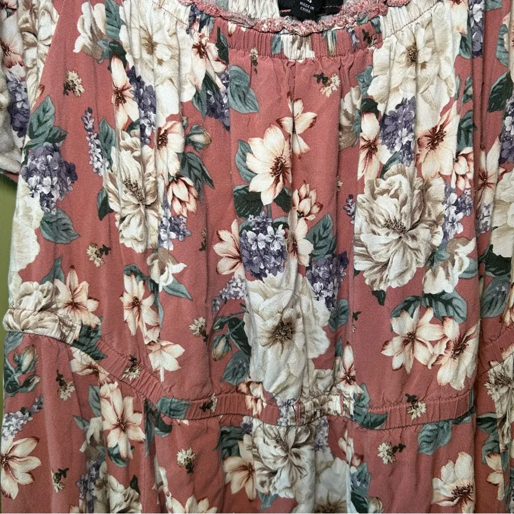 Torrid  Floral Pink Dress with Short Sleeves - Image 2