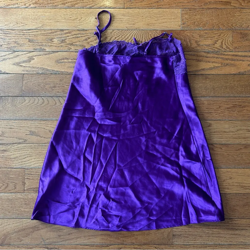 Morgan Taylor Intimates Slip Top Lace Sexy Silk Satin Feel Purple Medium - Image 4