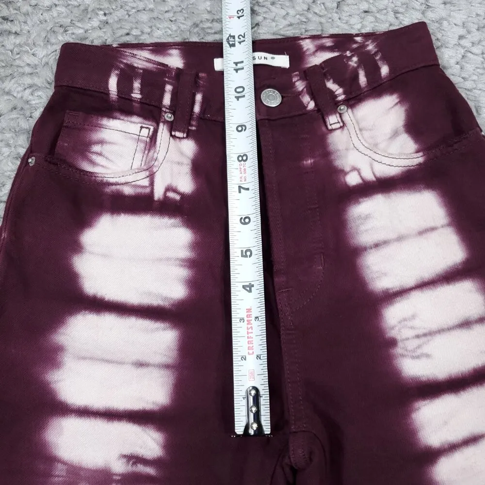 PacSun Eco Raspberry Tie Dye High Waisted Straight Leg Jeans Size 23 Purple Crop - Image 9