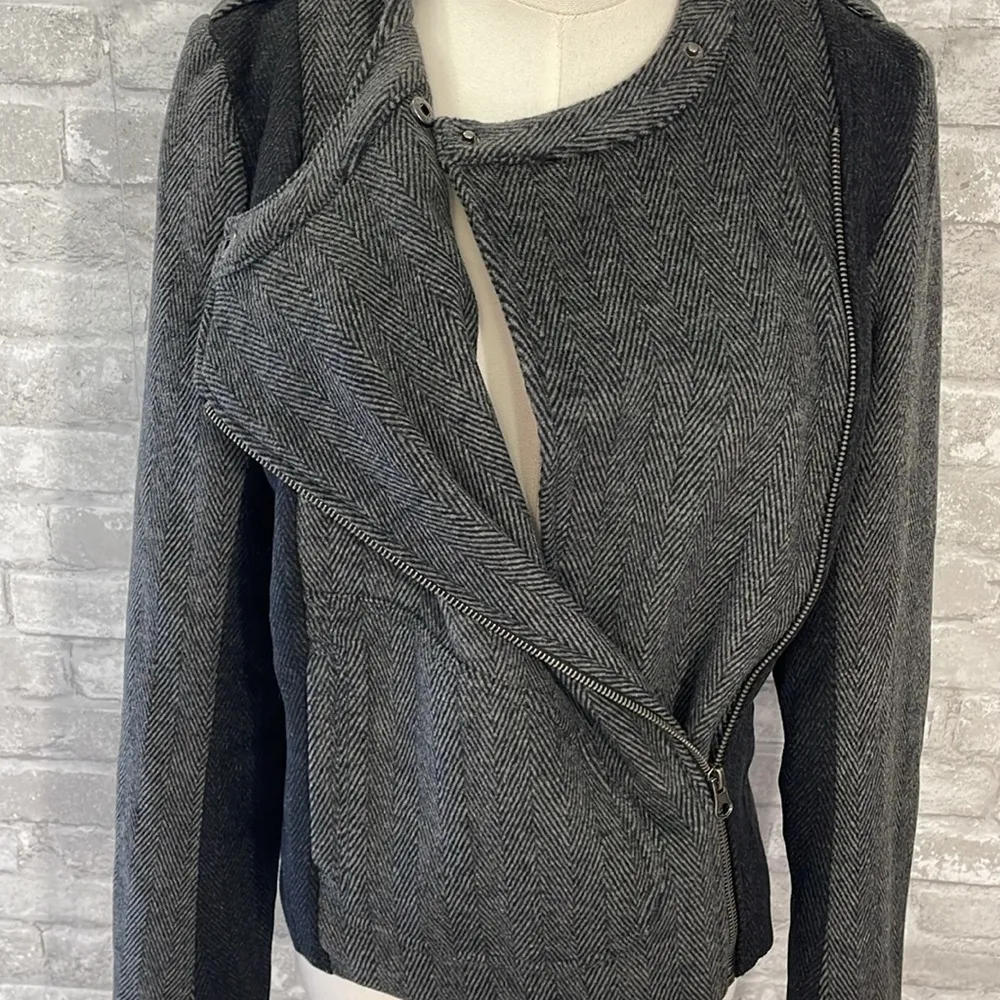 LAmade herringbone asymmetrical moto jacket Gray - Image 2