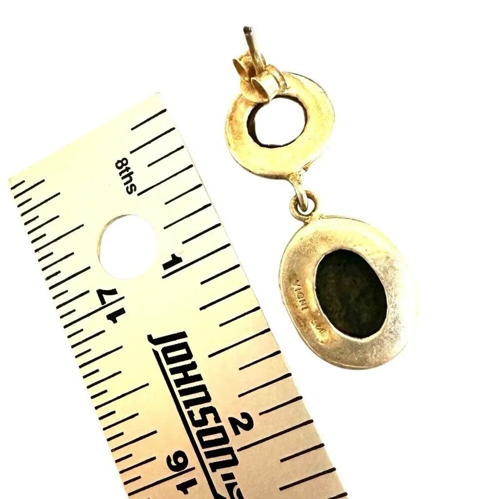 Sterling silver pearl and serpentine drop earrings - Image 9