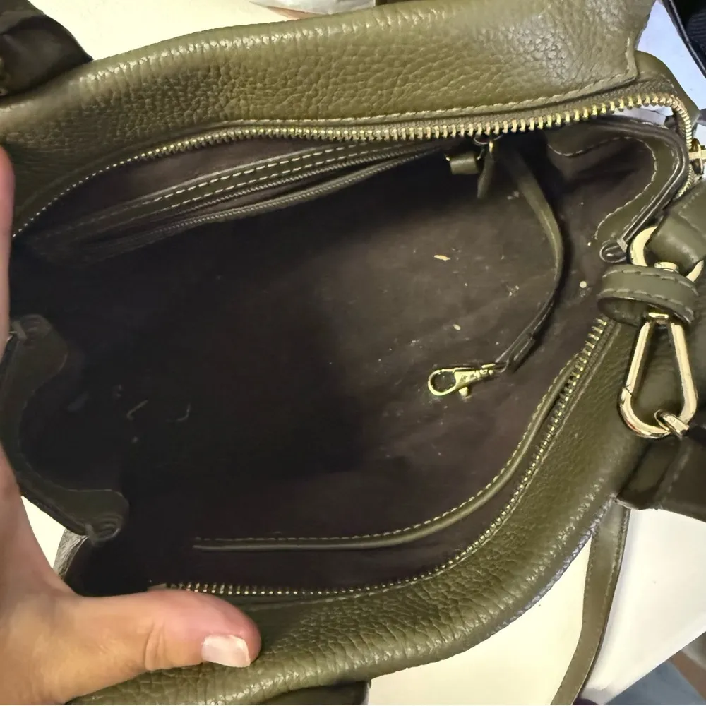 Michael Kors Rollins Satchel Green Pebbled Leather Tote Cross Body - Image 4