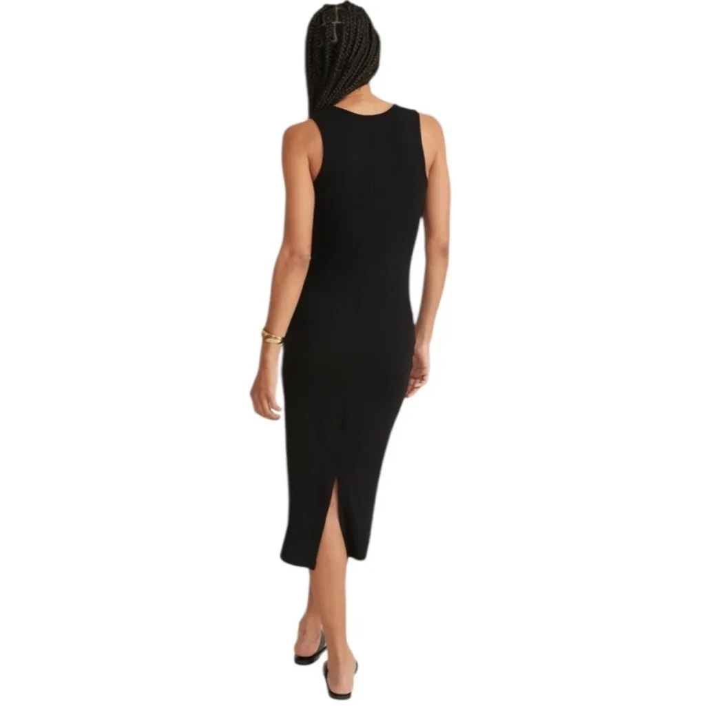Marine Layer Lexi Ribbed Daytime Midi Dress Black Small - Image 4