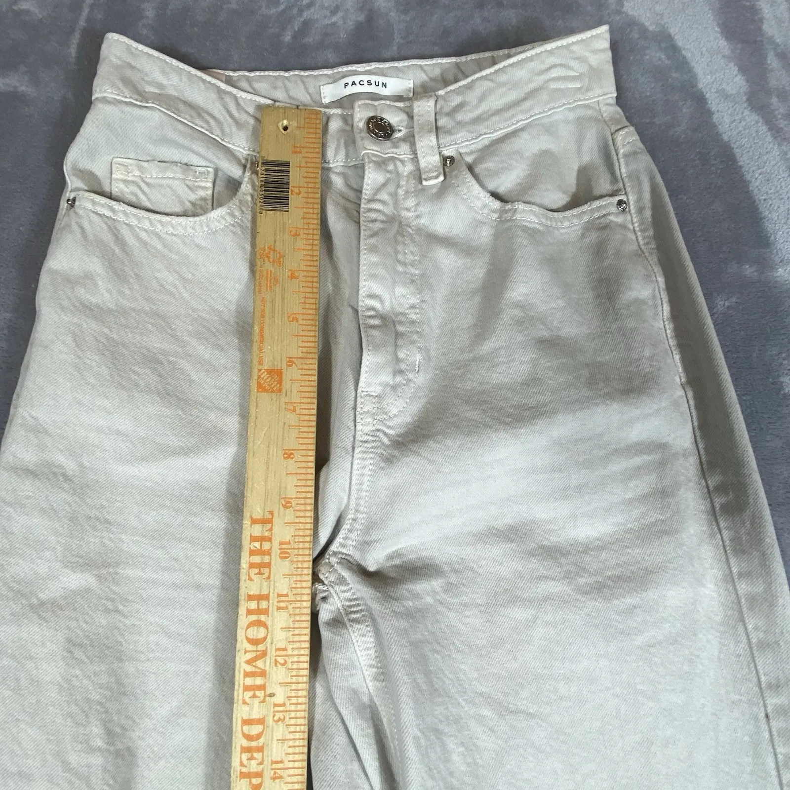 PacSun Jeans 90's Boyfriend Women's‎ Sz 24 Beige Cotton Ripped Knees Distressed - Image 11